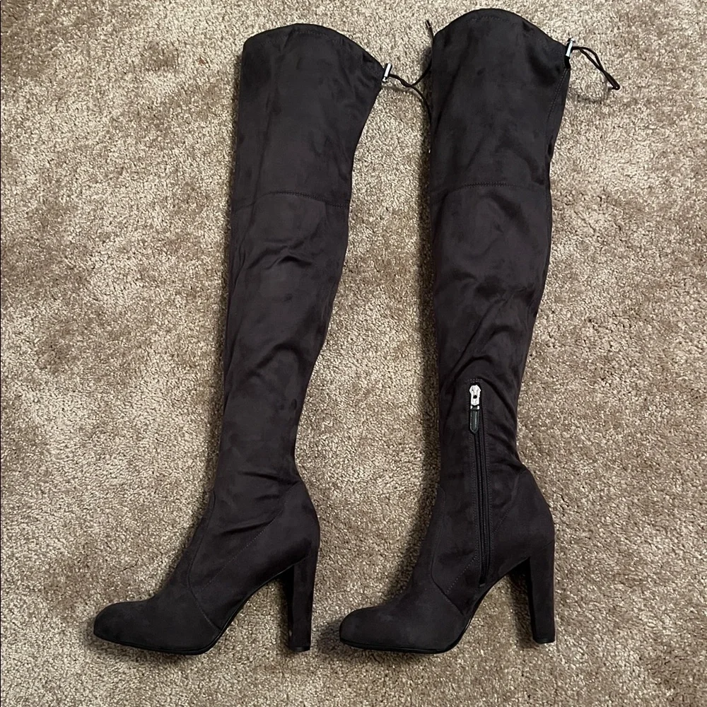 Sam Edelman Charcoal Over-the-Knee Suede Boots Size 7 1/2”
